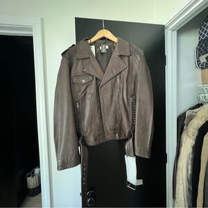 Genuine dark brown leather jacket